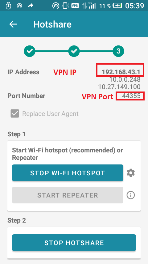 Share and Android VPN connection via Hotspot without root