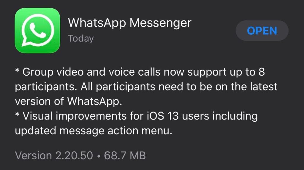 Group video & voice call now support up to 8 participants iOS