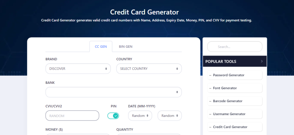 Colorschemer's Credit Card Generator