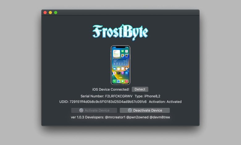 FrostByte is a free untethered iCloud Bypass tool for iOS 16