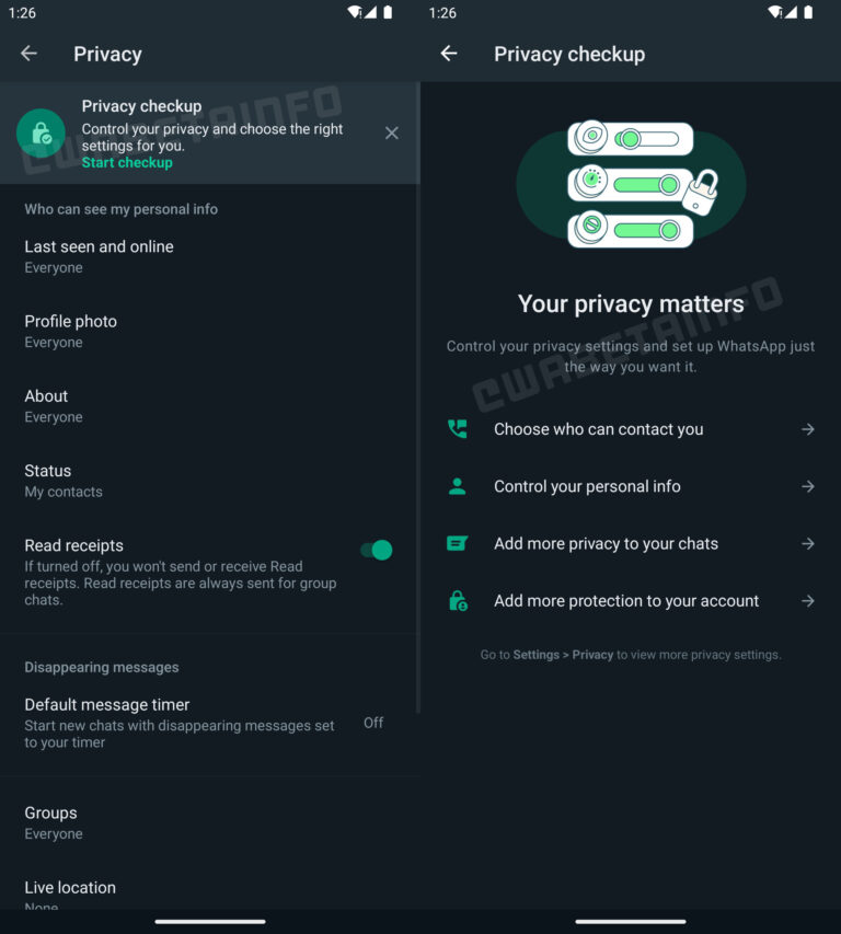 New privacy checkup screen