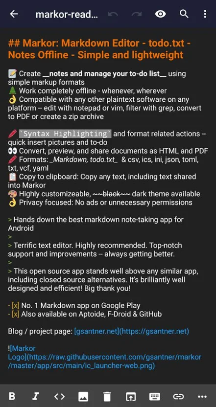 MARKOR/ Best Markdown Editors for Android
