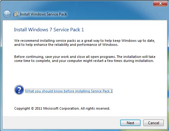 Windows 7 Service Pack 1 Offline Installer