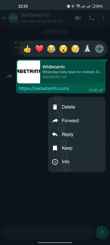 newly redesigned context menu coming to WhatsApp for Android
